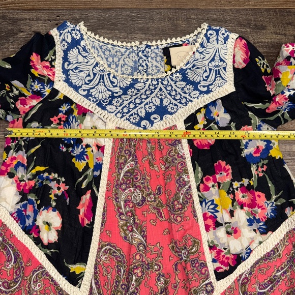 Vanessa Virginia Anthropologie Inez Patchwork Swing Dress Size 0 or small Boho - Picture 7 of 9